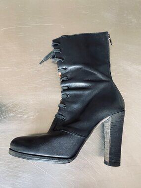 RARE Common Projects Sample Heeled Lace Up Boots 37 EU 7 US